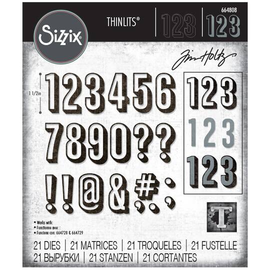 Sizzix® Thinlits® Alphanumeric Shadow Numbers Die Set by Tim Holtz®